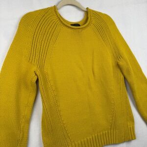 J. Crew Womens Sweater Small Mustard‎ Yellow Knit Long Sleeve Casual Pullover